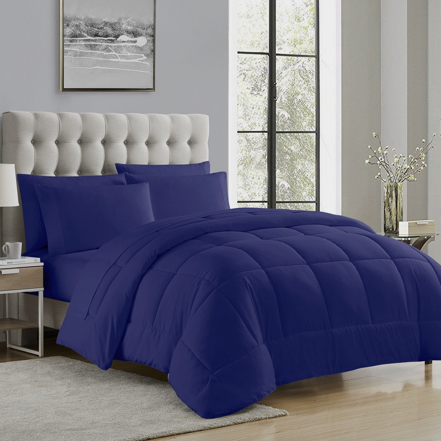 Basic 5-Piece Bed in a Bag  Set Royal Blue - Folded