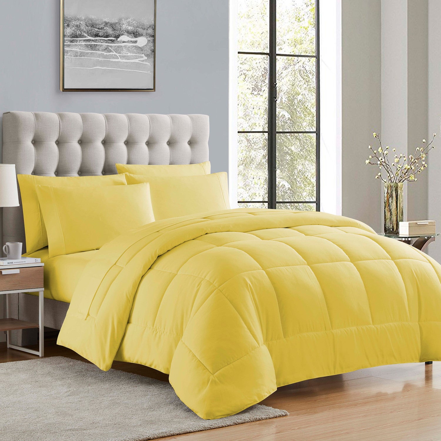 Basic 5-Piece Bed in a Bag Set Yellow - Folded