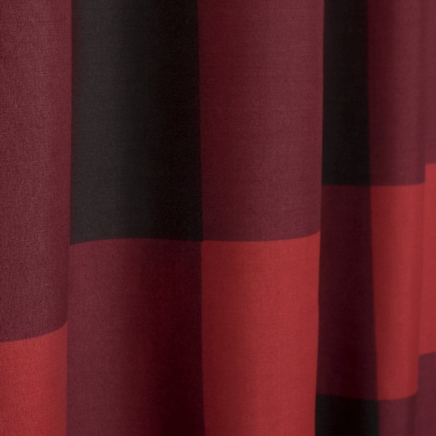 Buffalo Check Fabric Shower Curtain 72x72 Black/Burgundy - Detail
