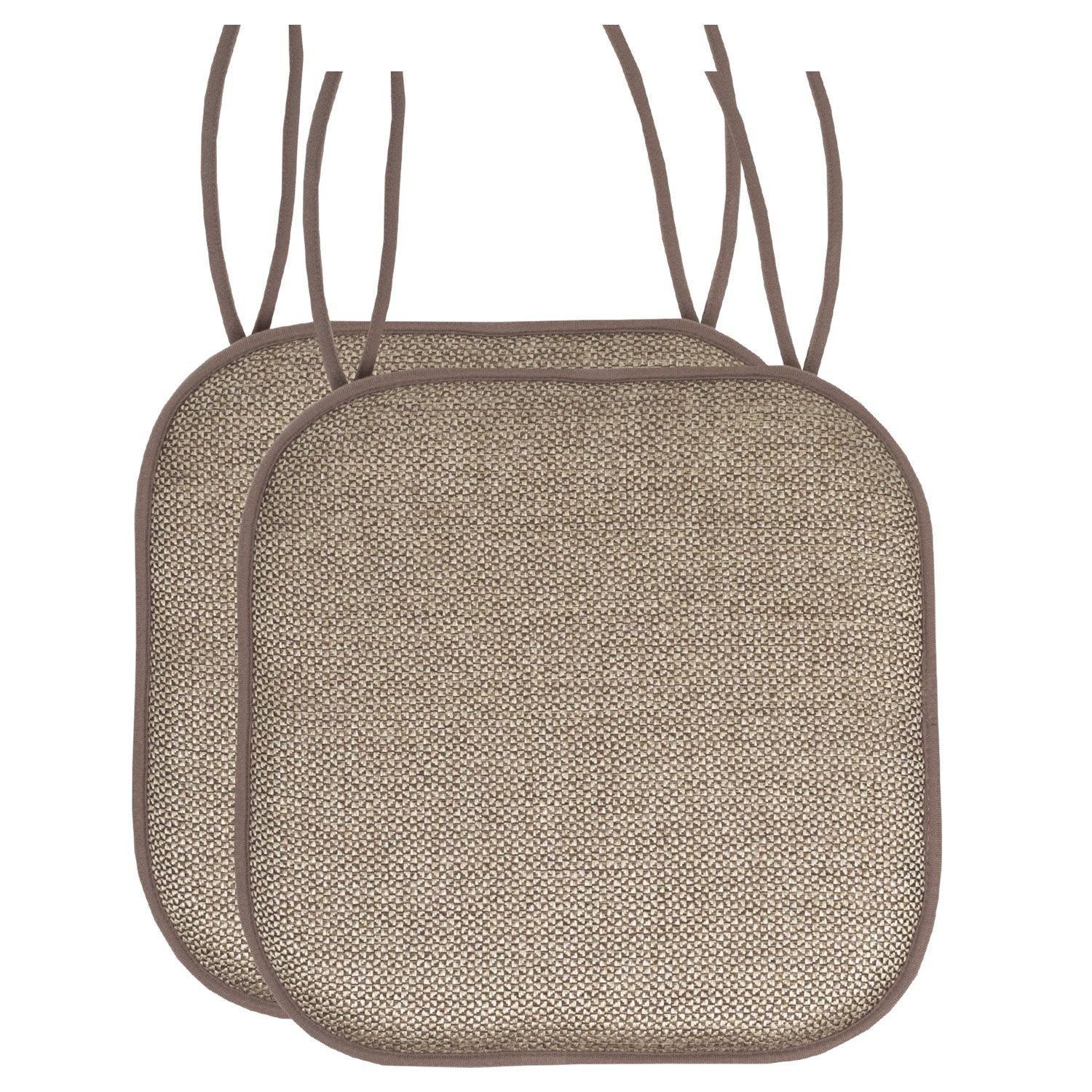 Cameron Chair Cushion Set with Ties Beige Brown 2-Pack