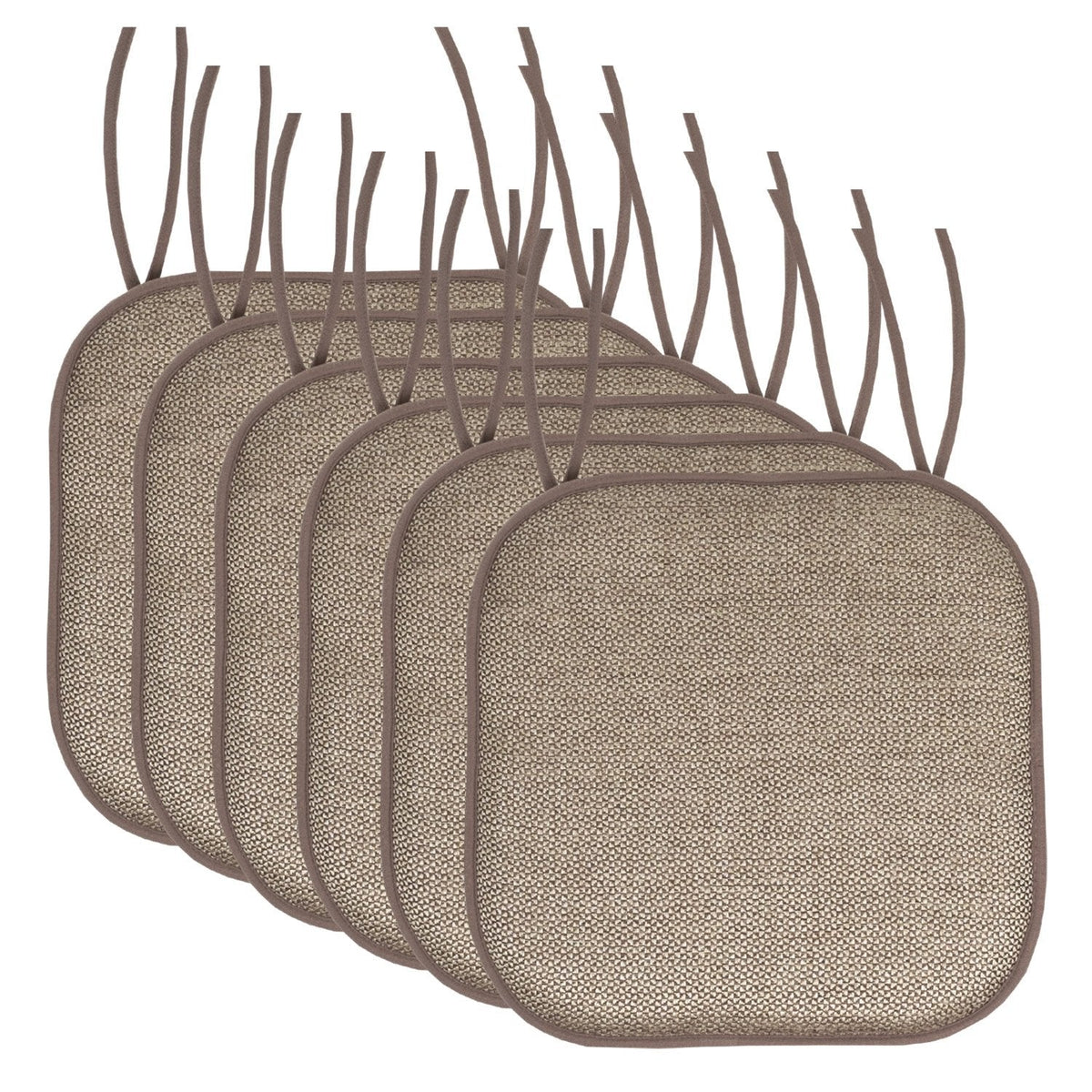 Cameron Chair Cushion Set with Ties Beige Brown 6-Pack