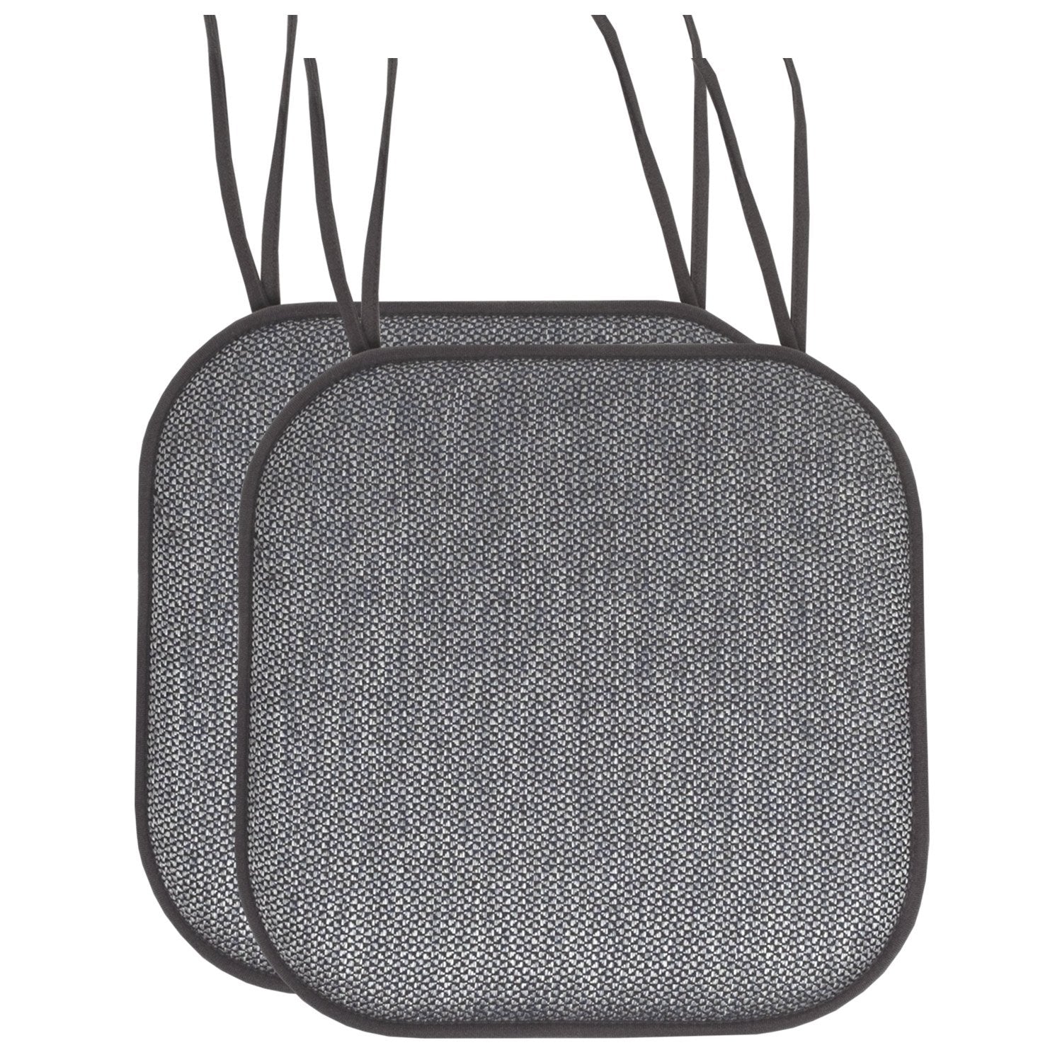 Cameron Chair Cushion Set with Ties Black Gray 2-Pack