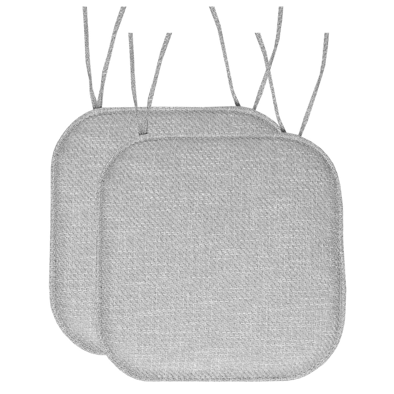 Herringbone Chair Cushion Set with Ties Gray 2-Pack