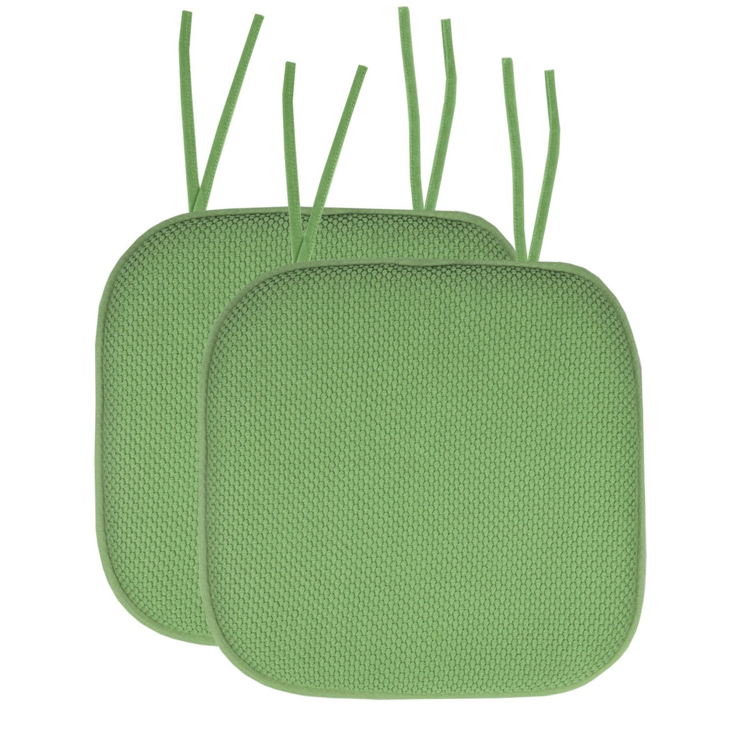 Honeycomb Chair Cushion Set with Ties Green 2-Pack