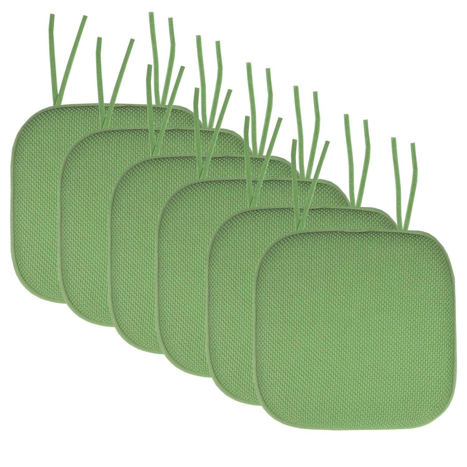 Honeycomb Chair Cushion Set with Ties Green 6-Pack