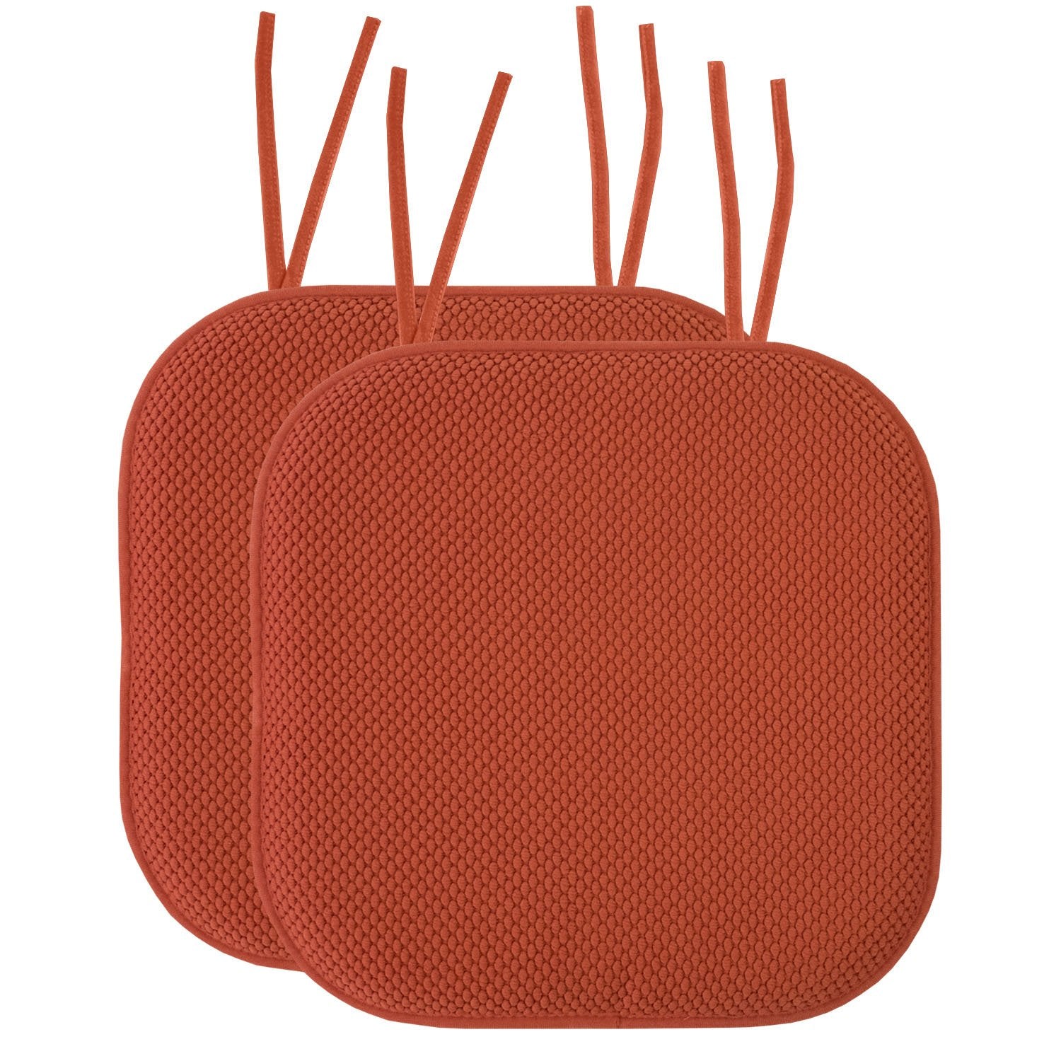 Honeycomb Chair Cushion Set with Ties Rust 2-Pack