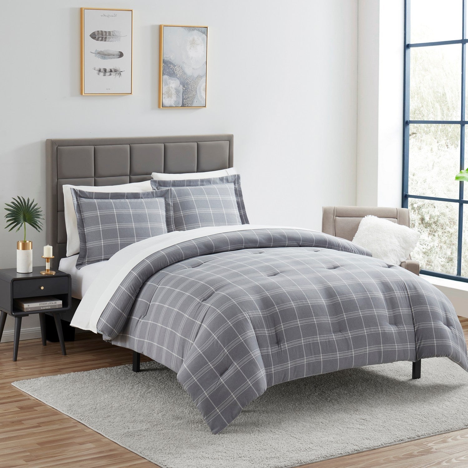 Chambray 7-Piece Bed In A Bag Set Plaid Main