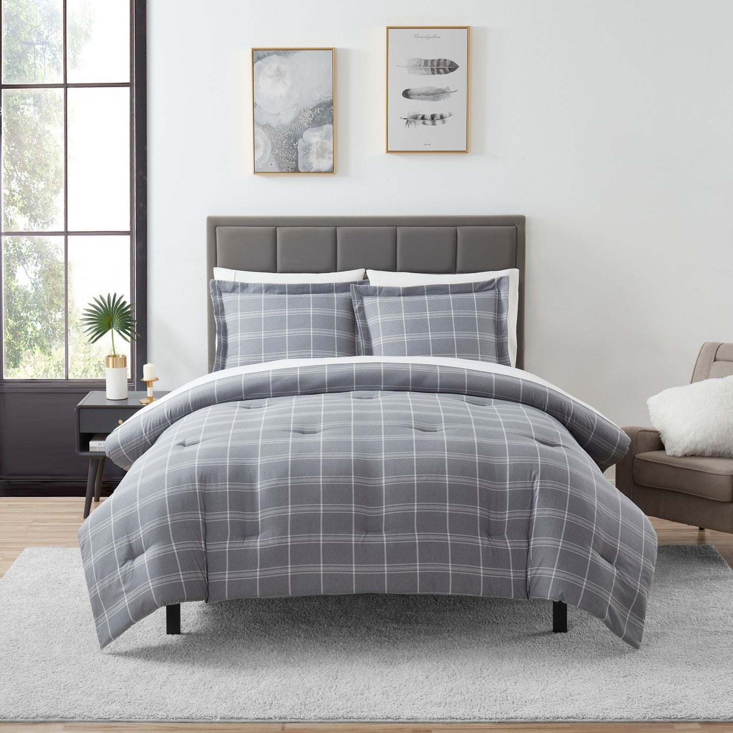 Chambray 7-Piece Bed In A Bag Set Plaid Bed