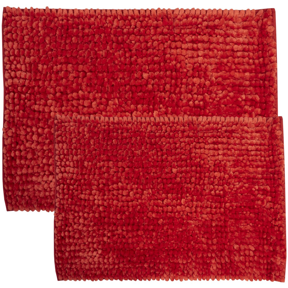 Chenille Noodle Bathroom Mat Set Red