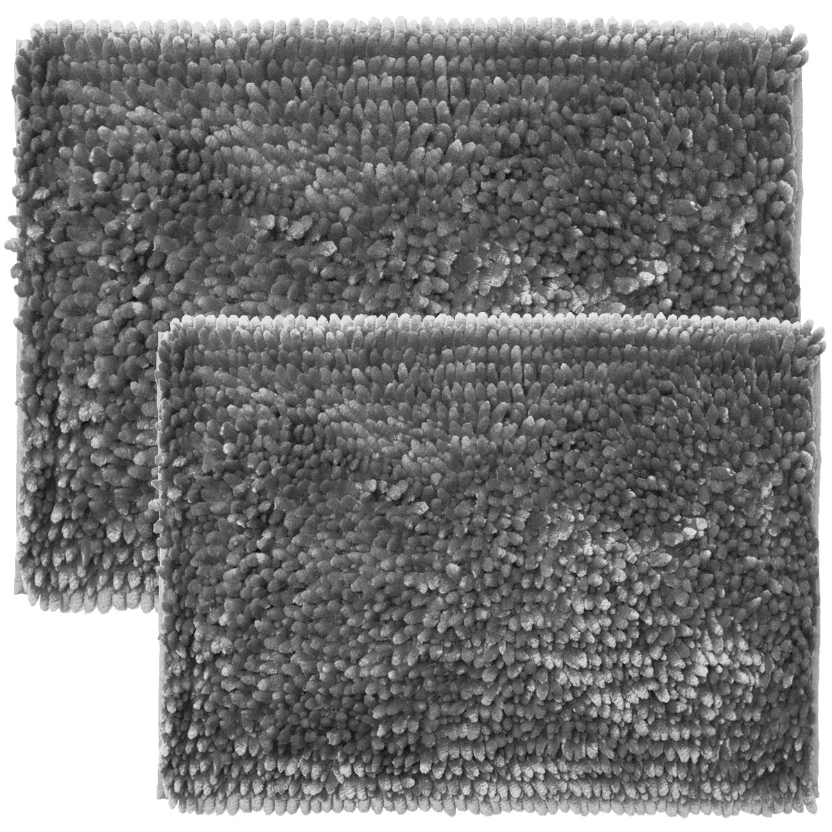 Chenille Noodle Bathroom Mat Set Silver