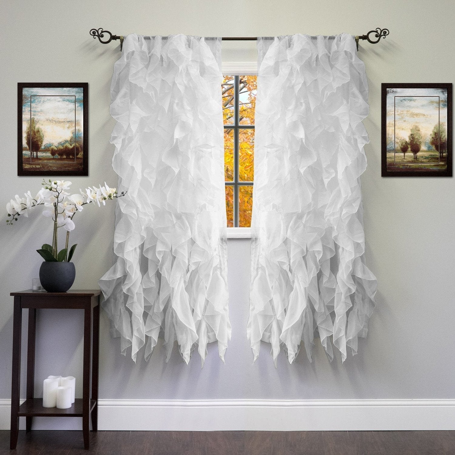 Chic Sheer Voile Ruffled Window Curtain 2-Pack Silver 63X100