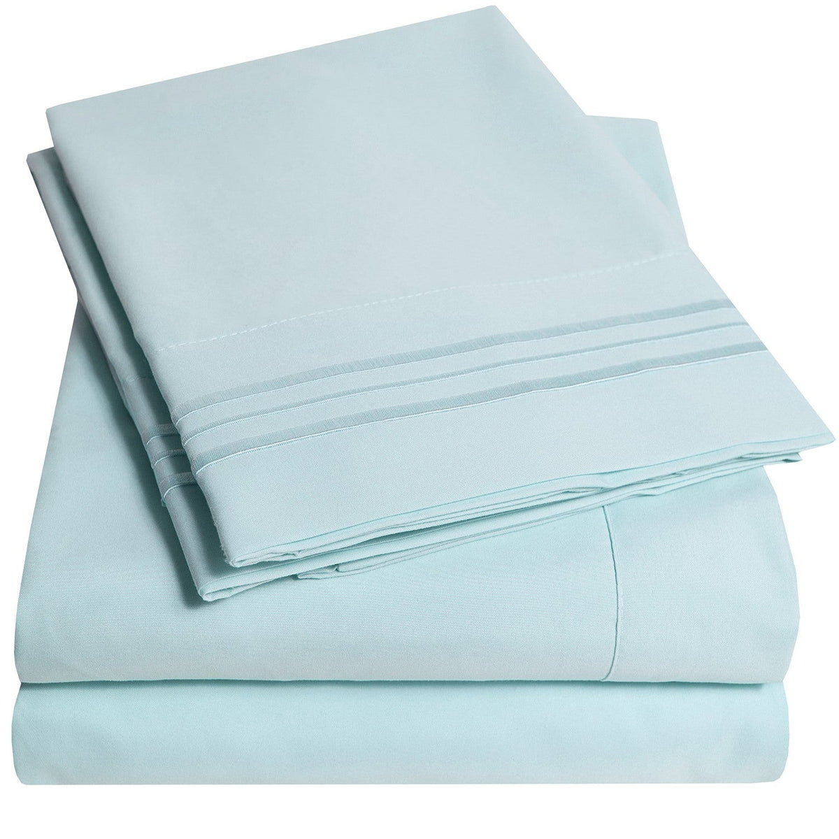 Classic 4-Piece Bed Sheet Set (Aqua) - Folded