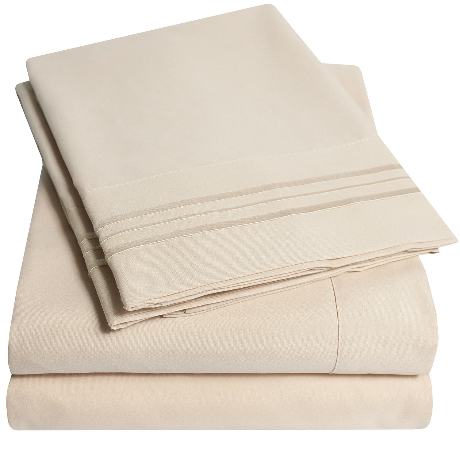 Classic 4-Piece Bed Sheet Set (Beige) - Folded