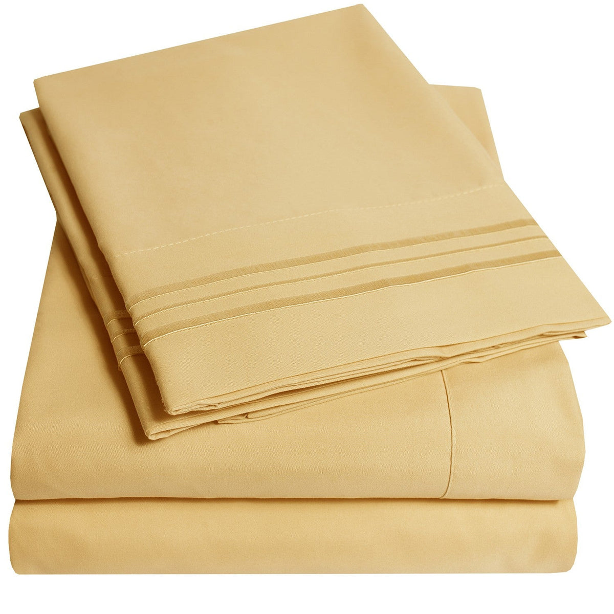 Classic 4-Piece Bed Sheet Set (Camel) - Folded