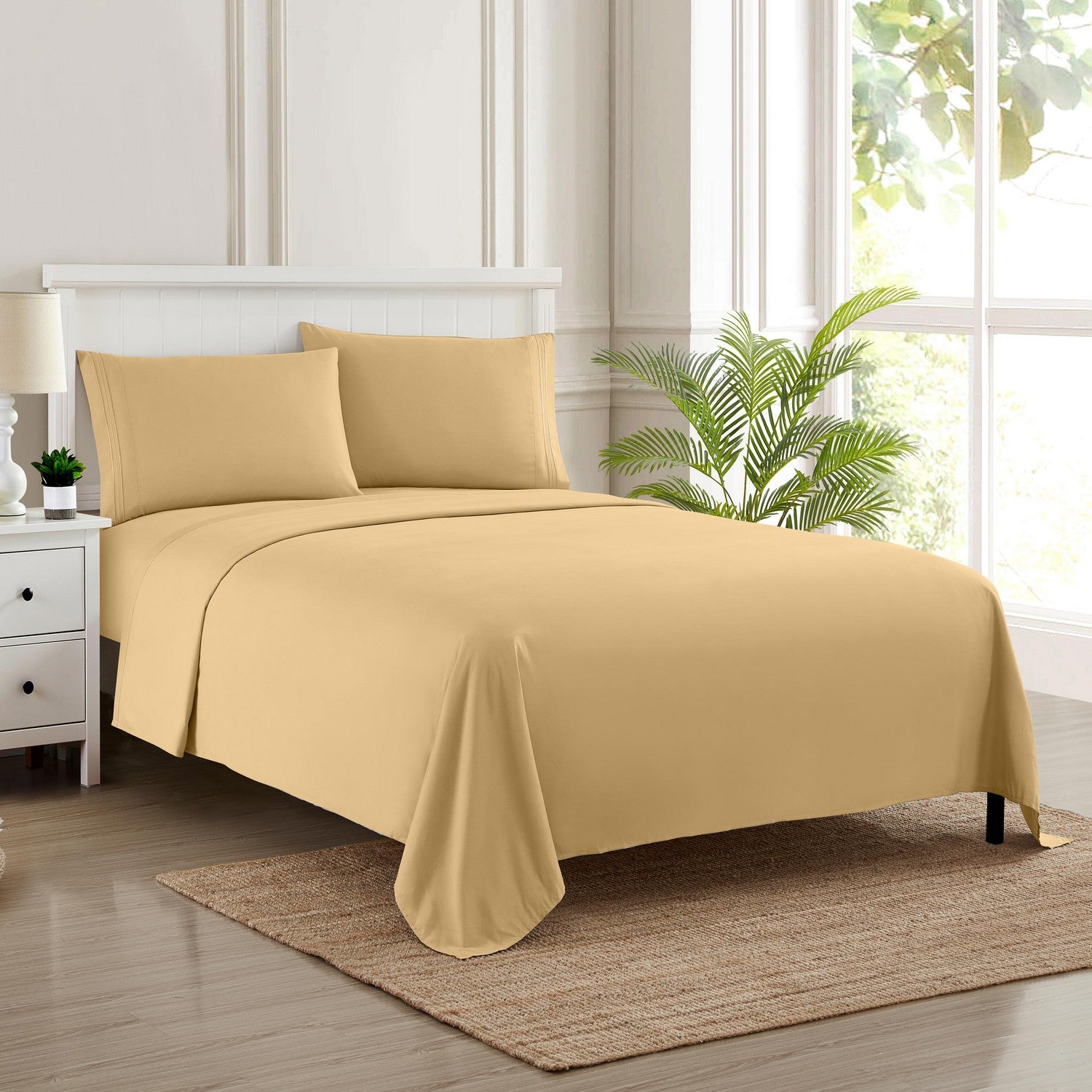 Classic 4-Piece Bed Sheet Set (Camel) - Bed