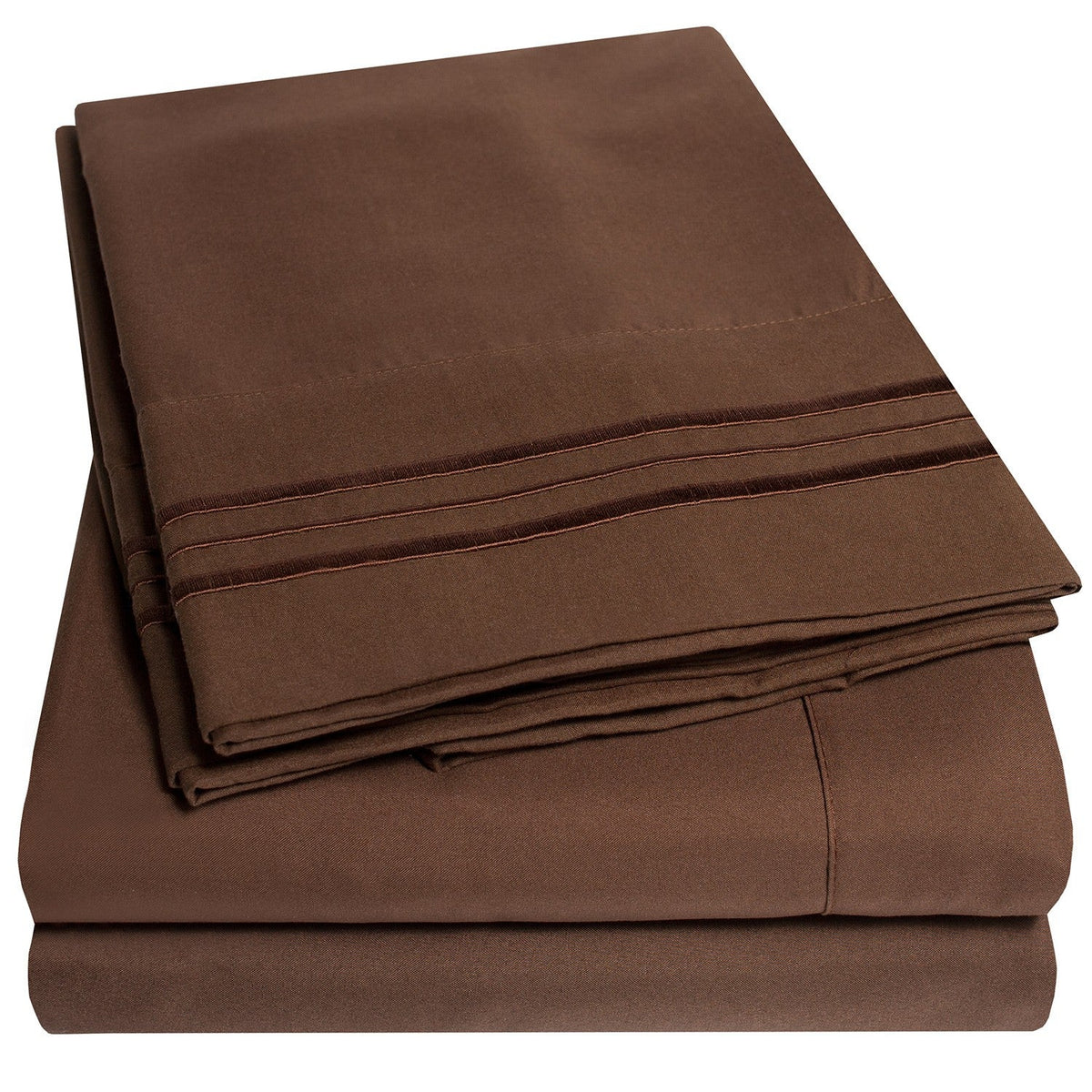 Classic 4-Piece Bed Sheet Set (Chocolate) - Folded