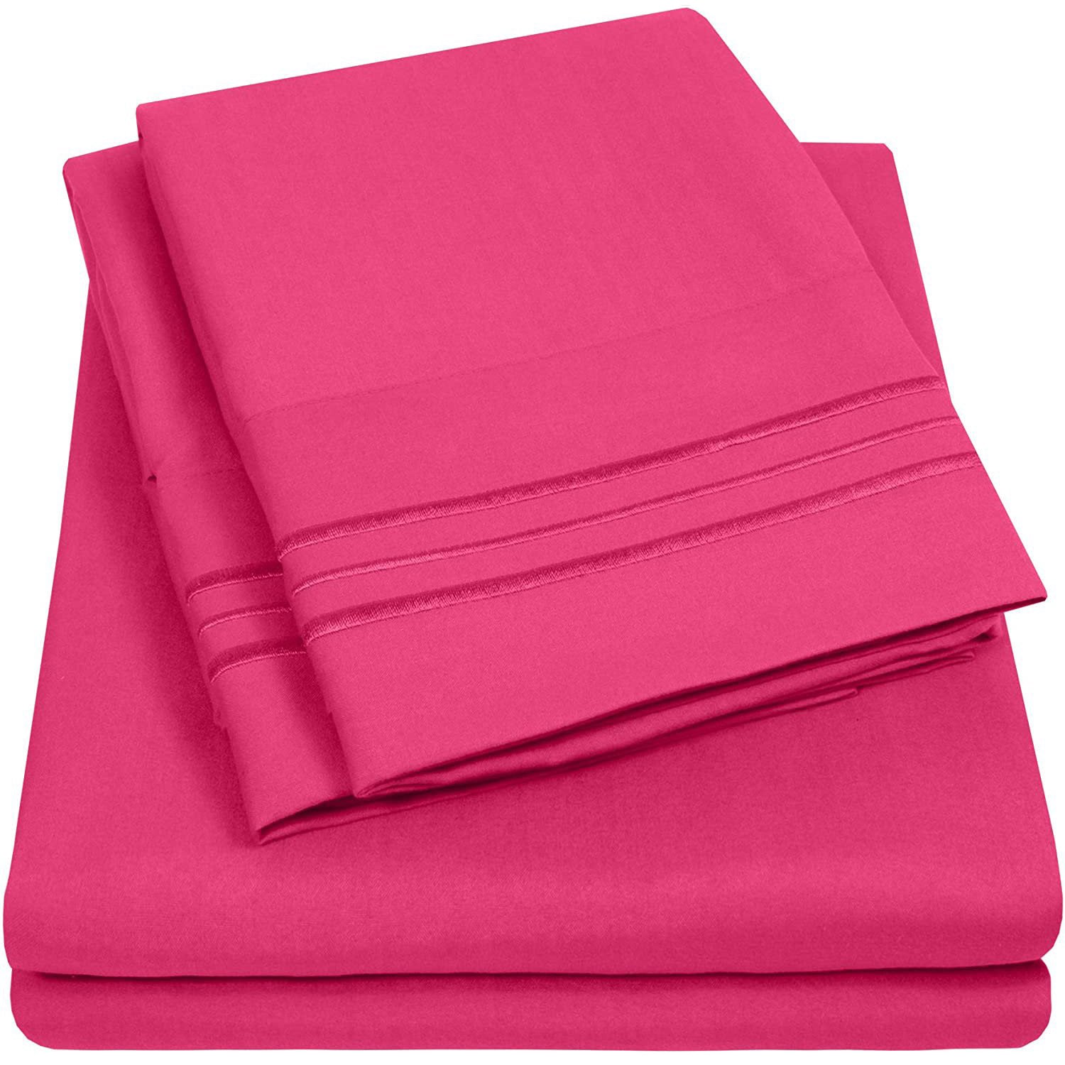 Classic 4-Piece Bed Sheet Set (Fuchsia) - Folded