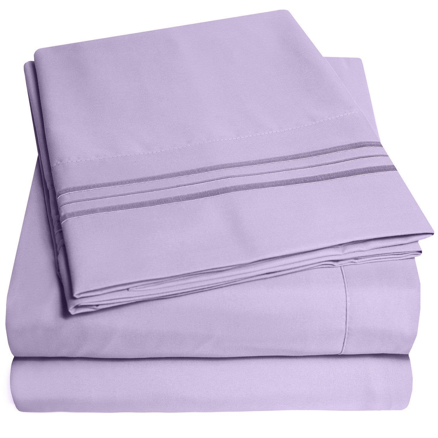 Classic 4-Piece Bed Sheet Set (Lavender) - Folded
