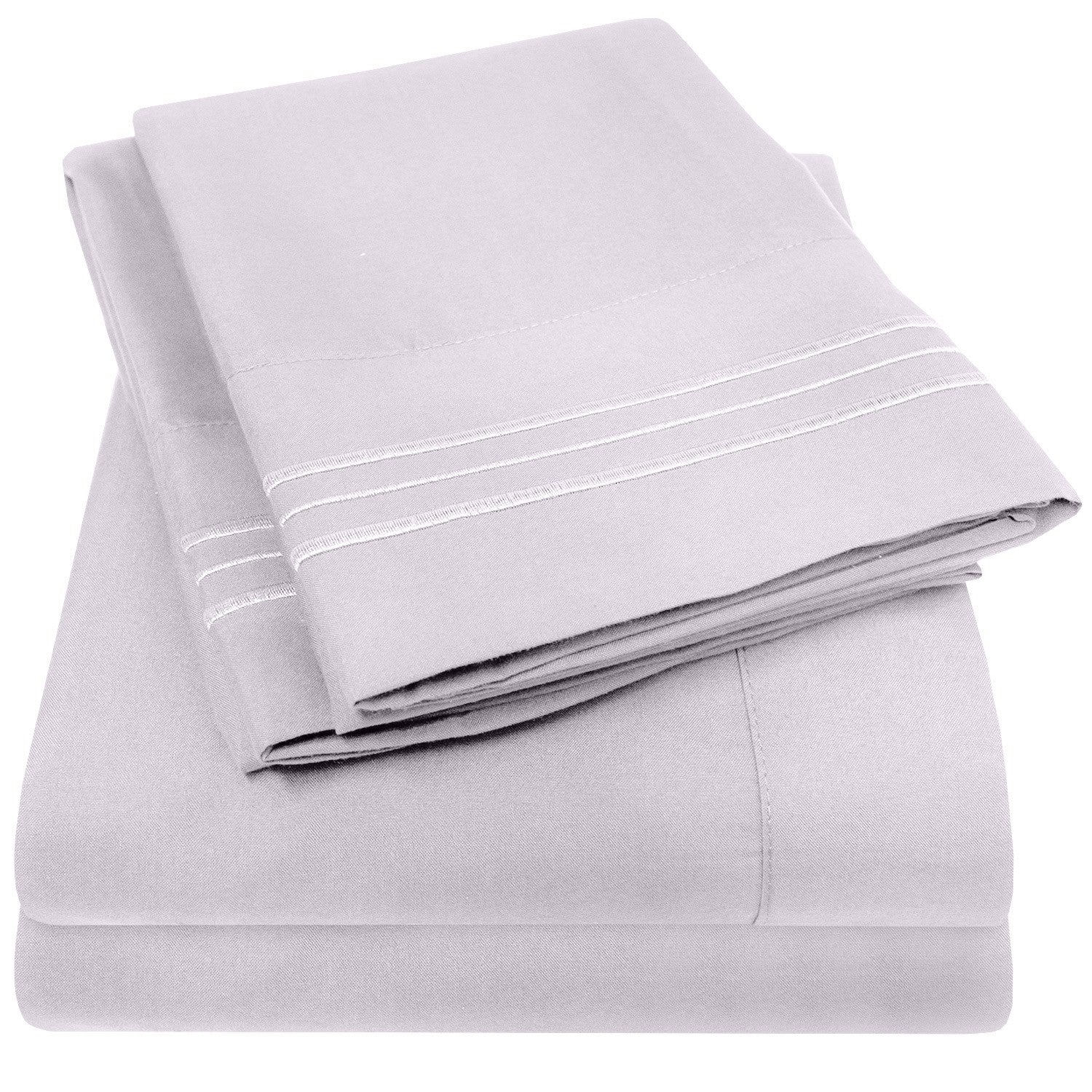 Classic 4-Piece Bed Sheet Set (Lilac) - Folded