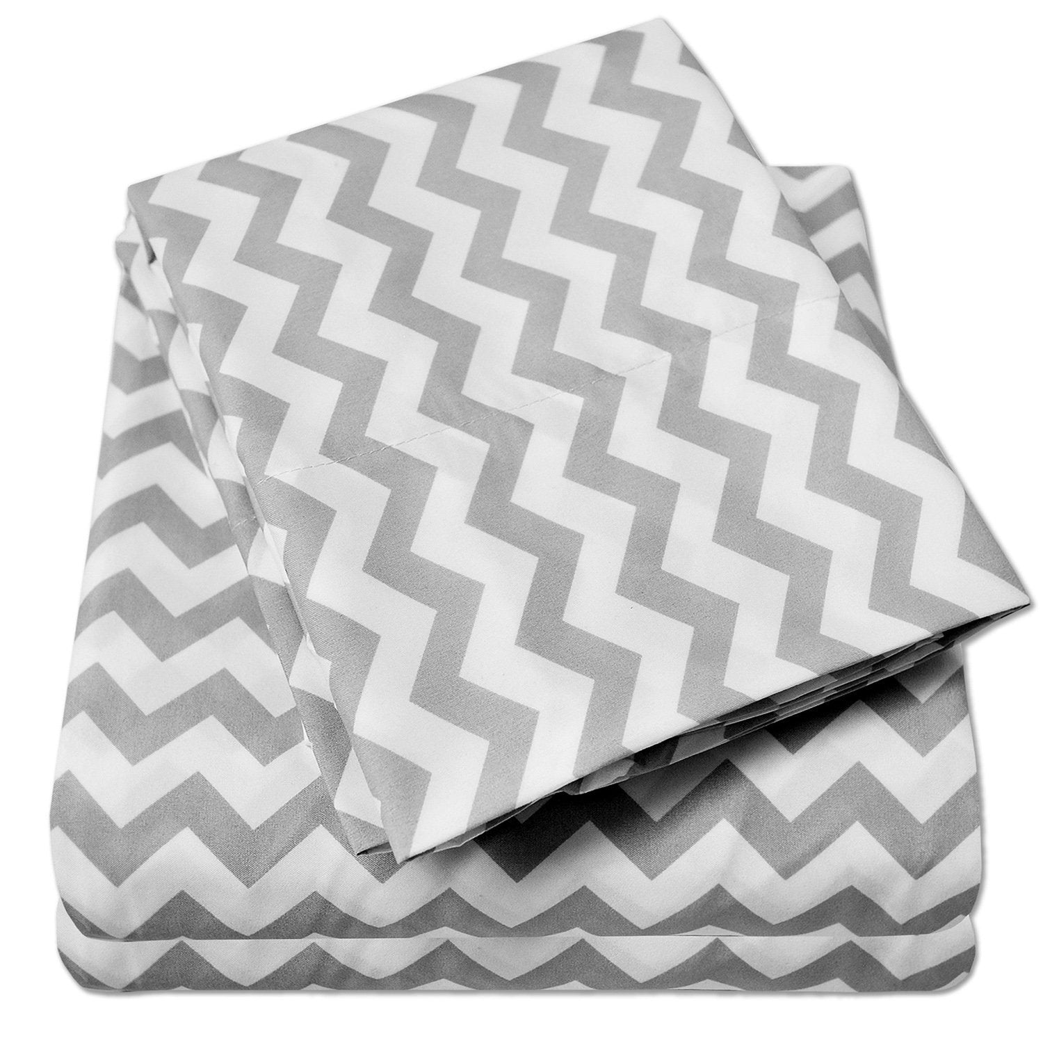 Classic 4-Piece Bed Sheet Set (Loft Chevron Gray) - Folded