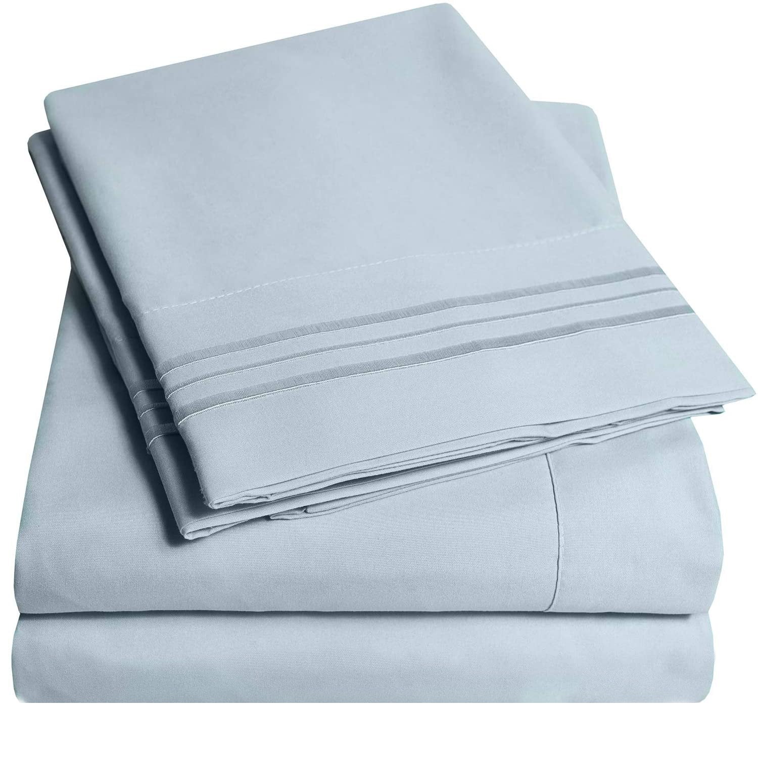 Classic 4-Piece Bed Sheet Set (Misty Blue) - Folded