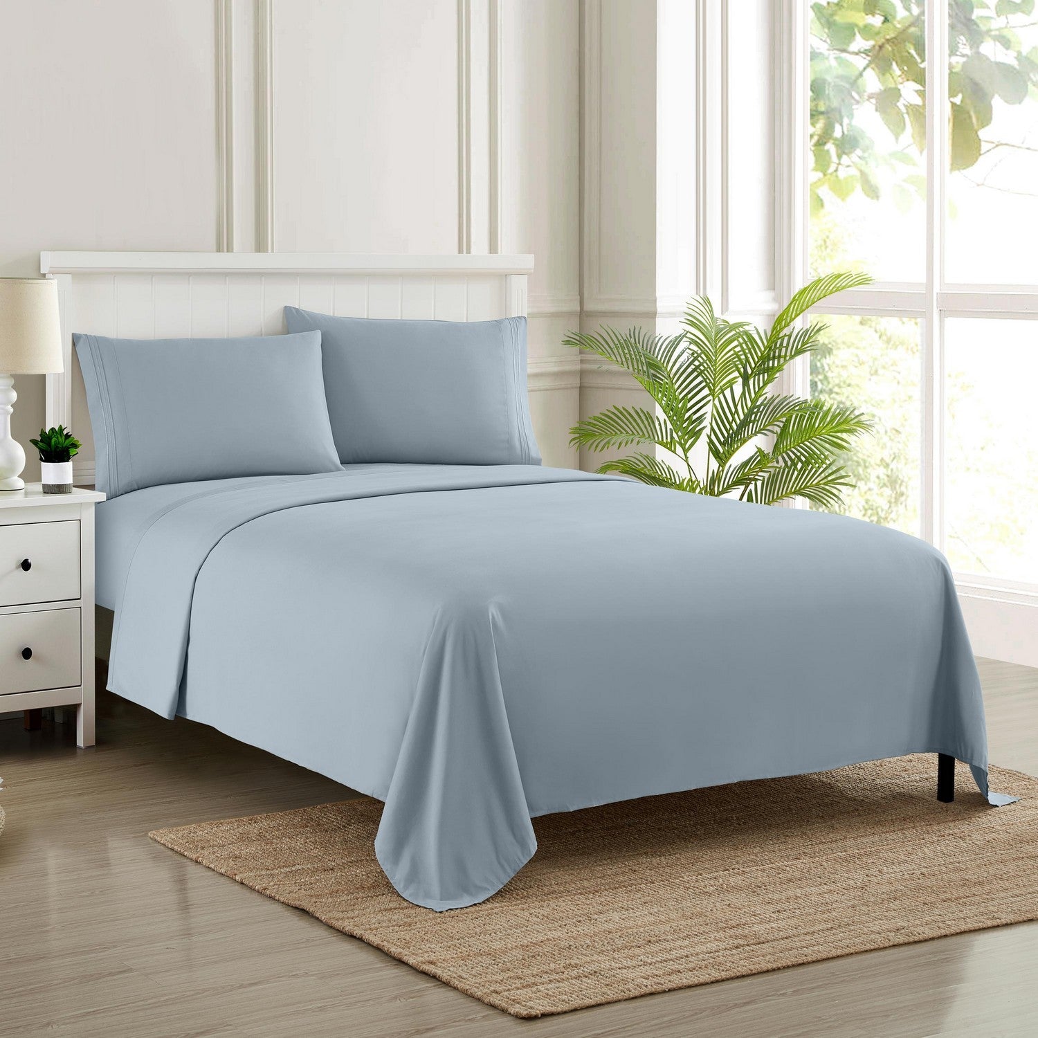 Classic 4-Piece Bed Sheet Set (Misty Blue) - Bed