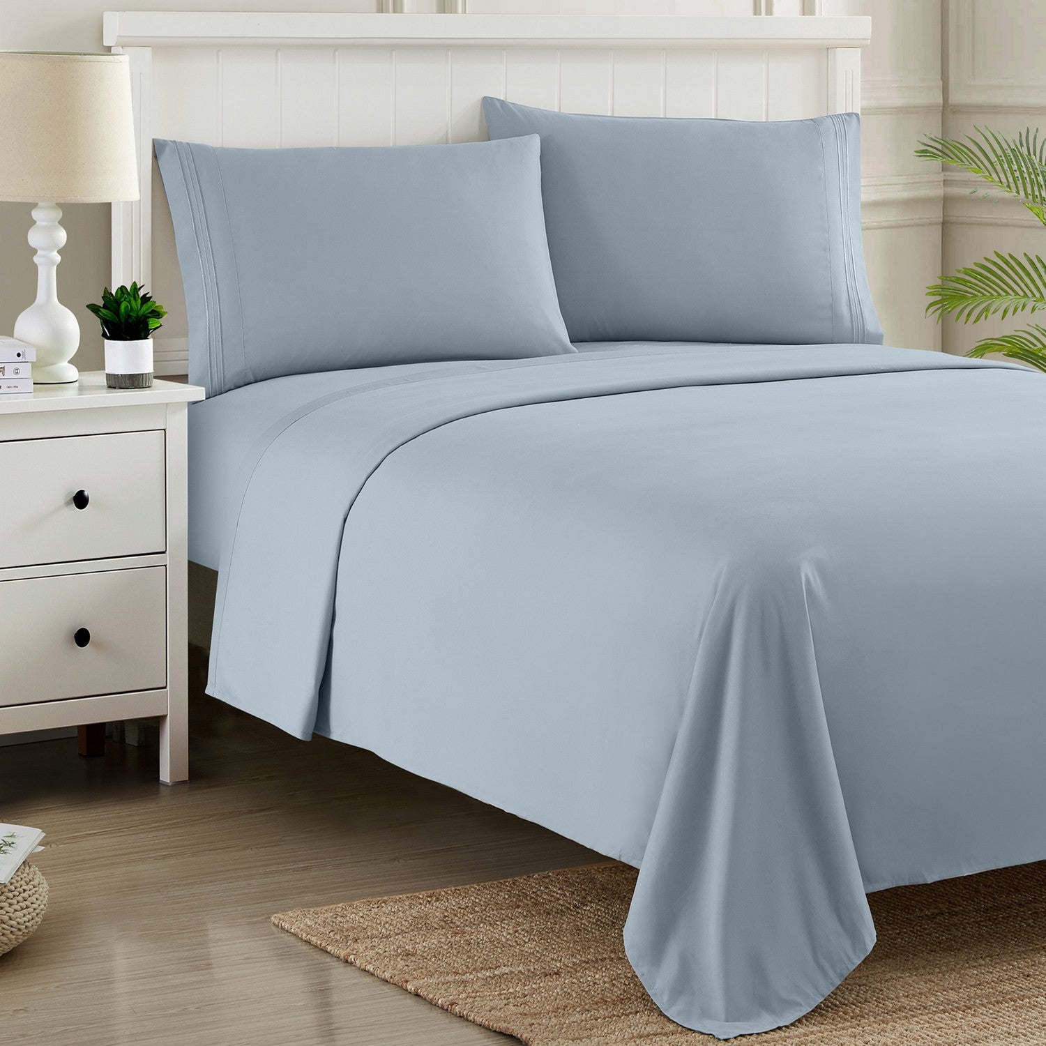 Classic 4-Piece Bed Sheet Set (Misty Blue) - Bed 2