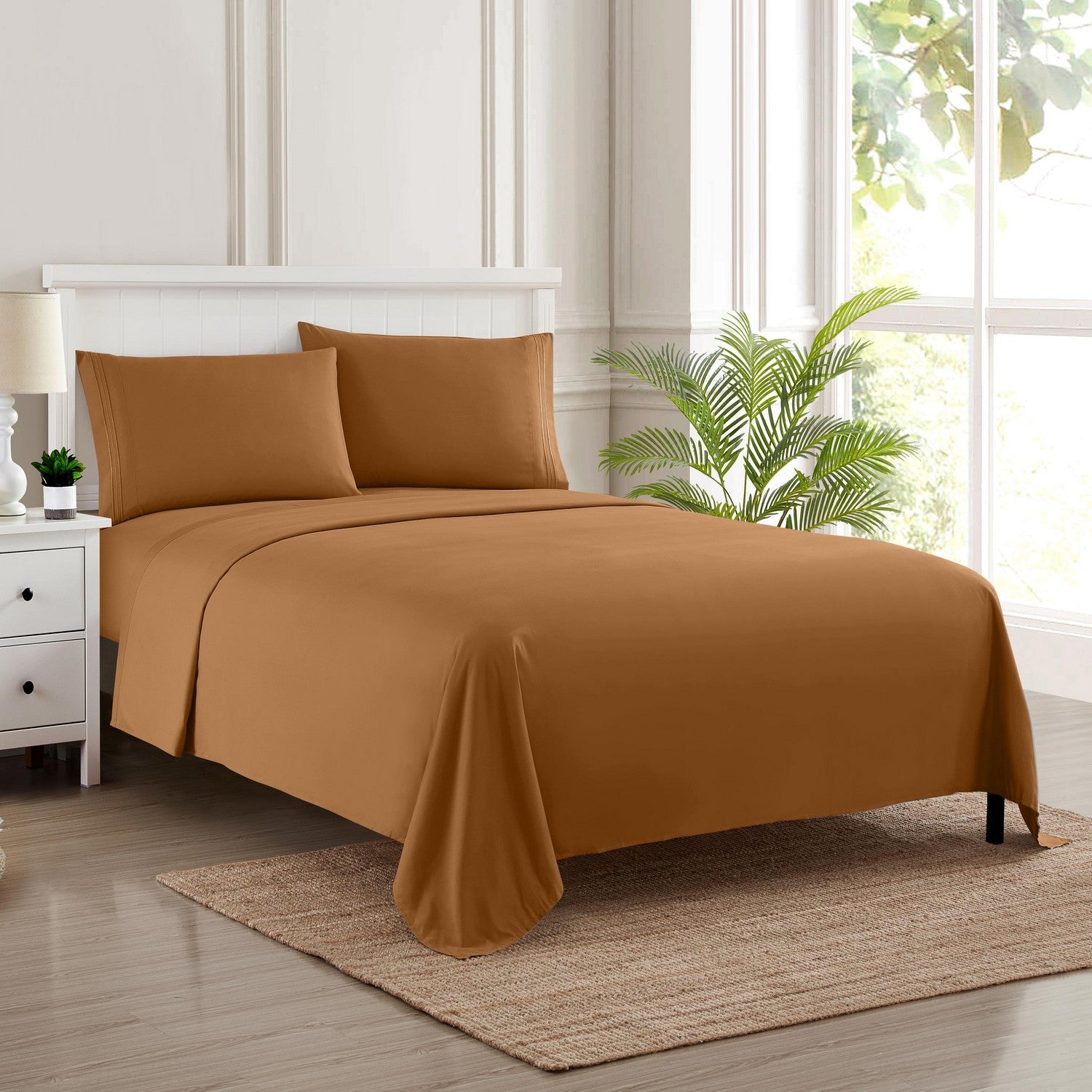 Classic 4-Piece Bed Sheet Set (Mocha) - Bed