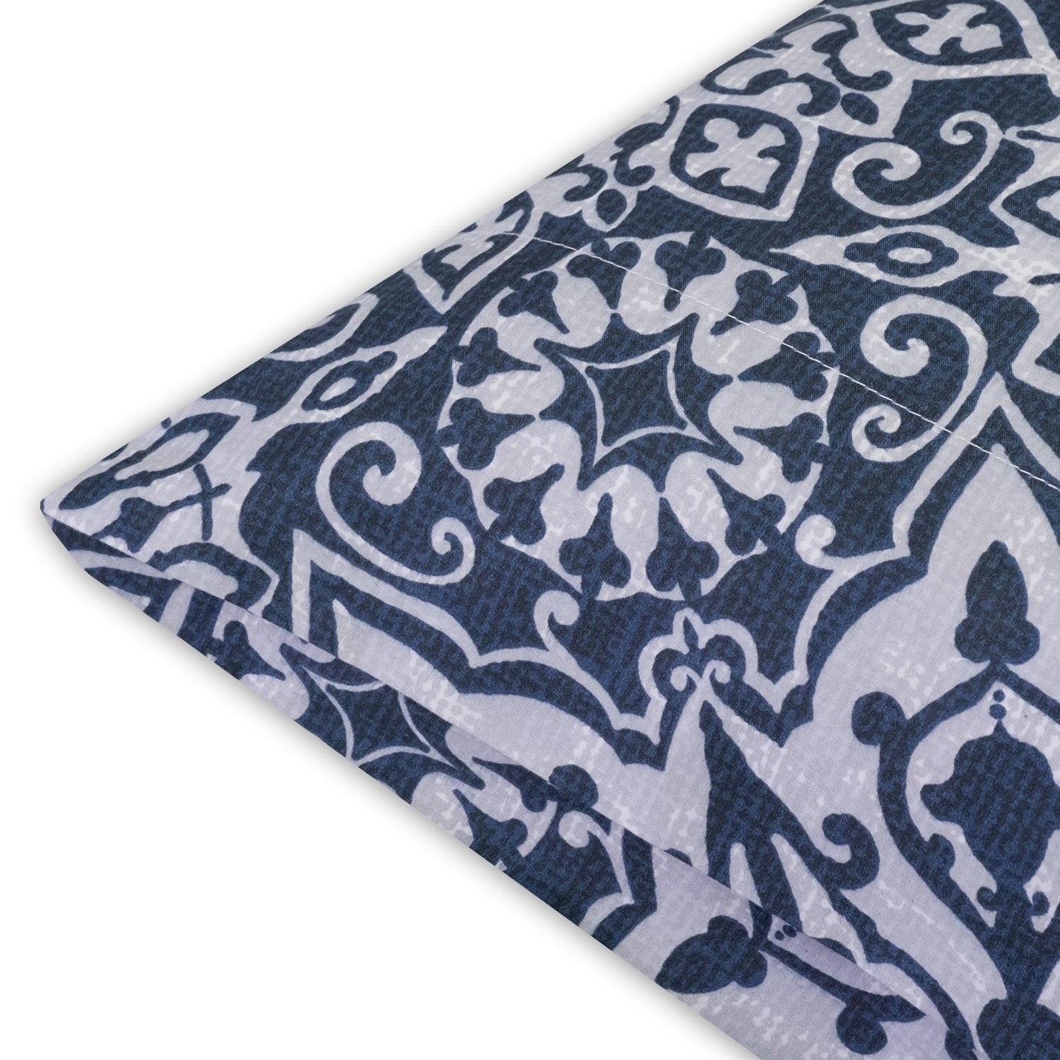 Classic 4-Piece Bed Sheet Set (Oasis Blue Mandala) - Corner