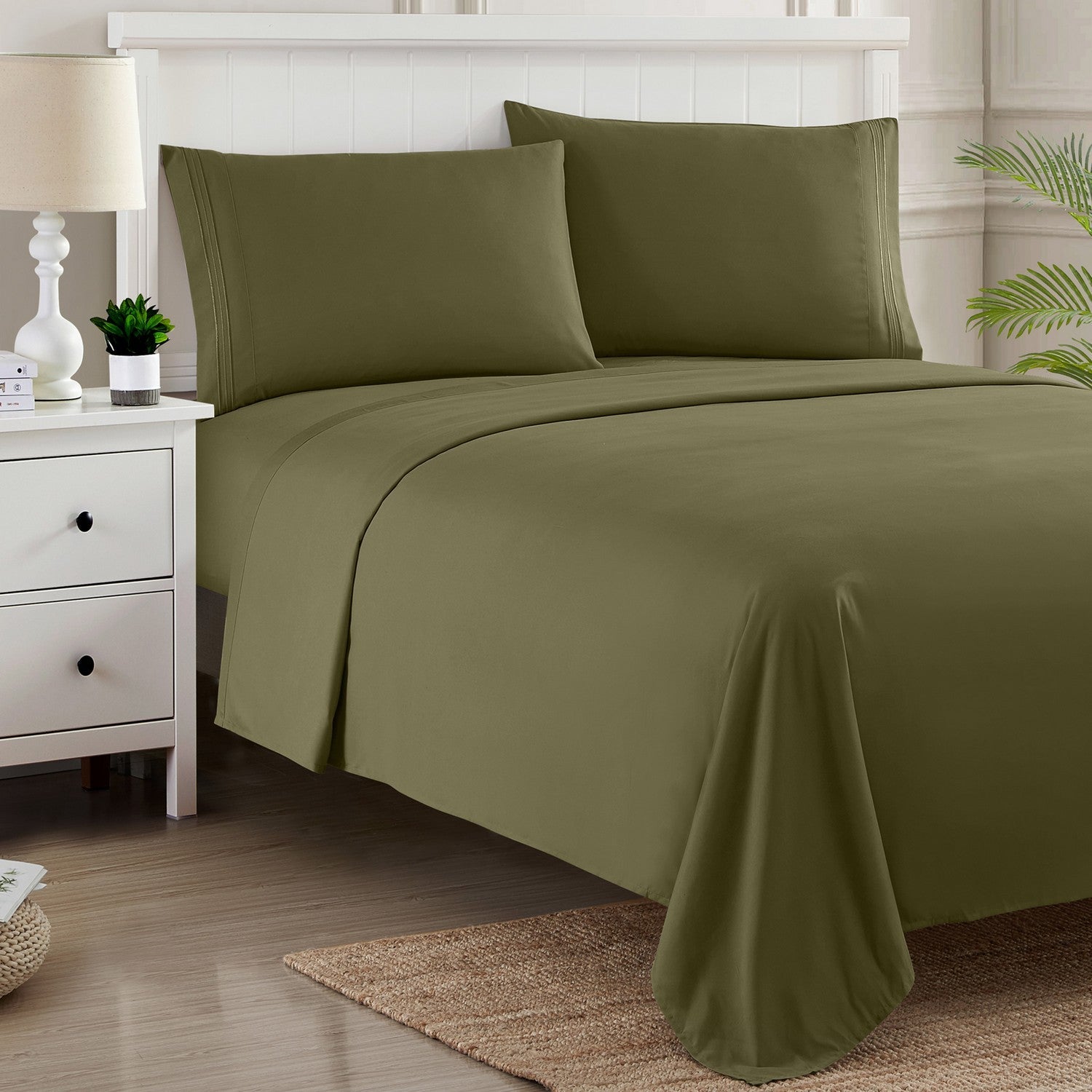 Classic 4-Piece Bed Sheet Set (Olive) - Bed 2