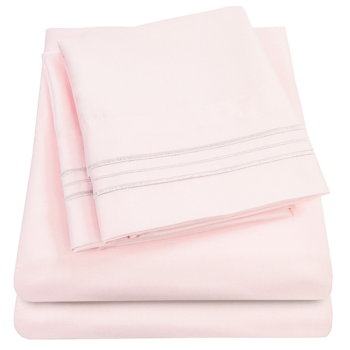 Classic 4-Piece Bed Sheet Set (Pale Pink) - Folded
