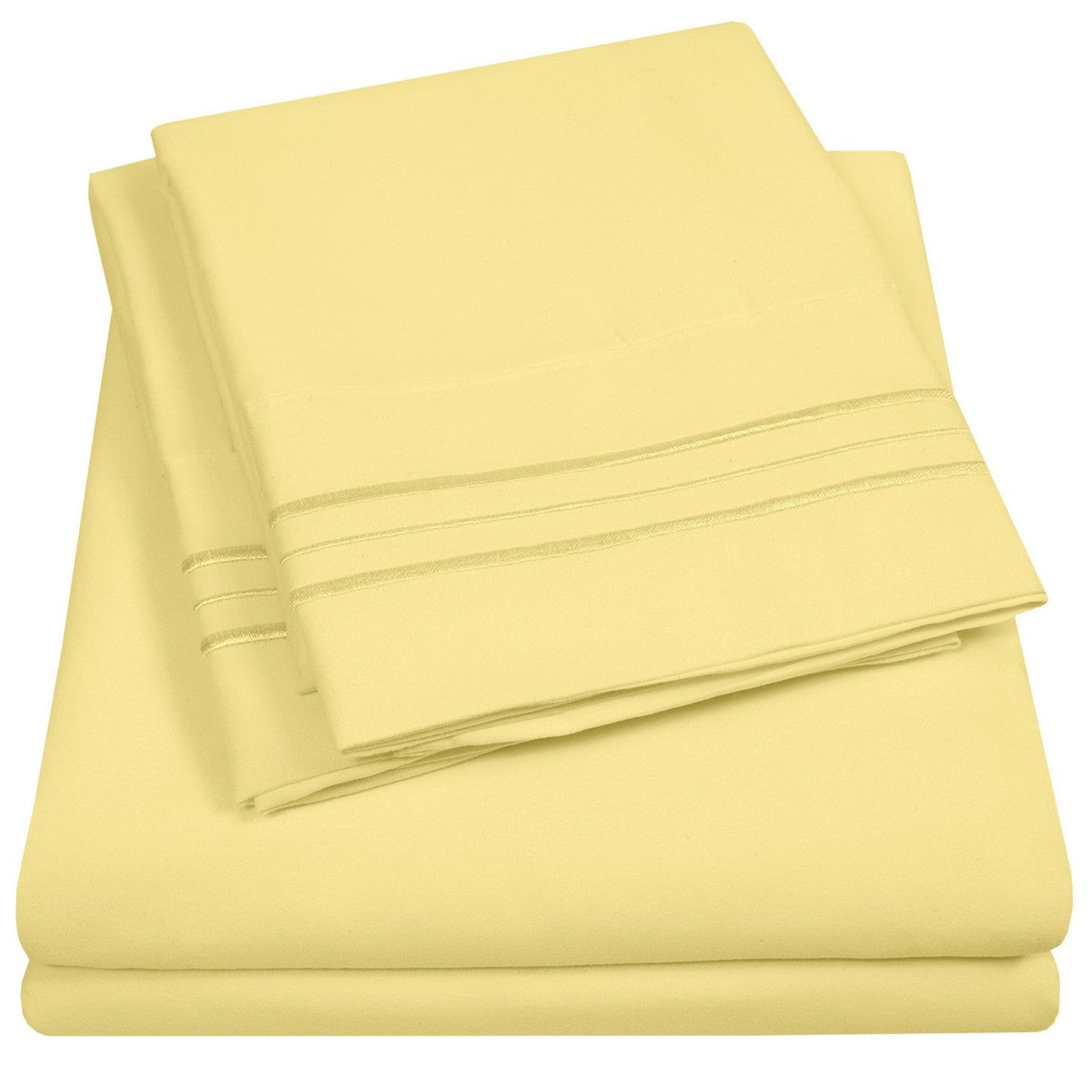 Classic 4-Piece Bed Sheet Set (Pale Yellow) - Folded
