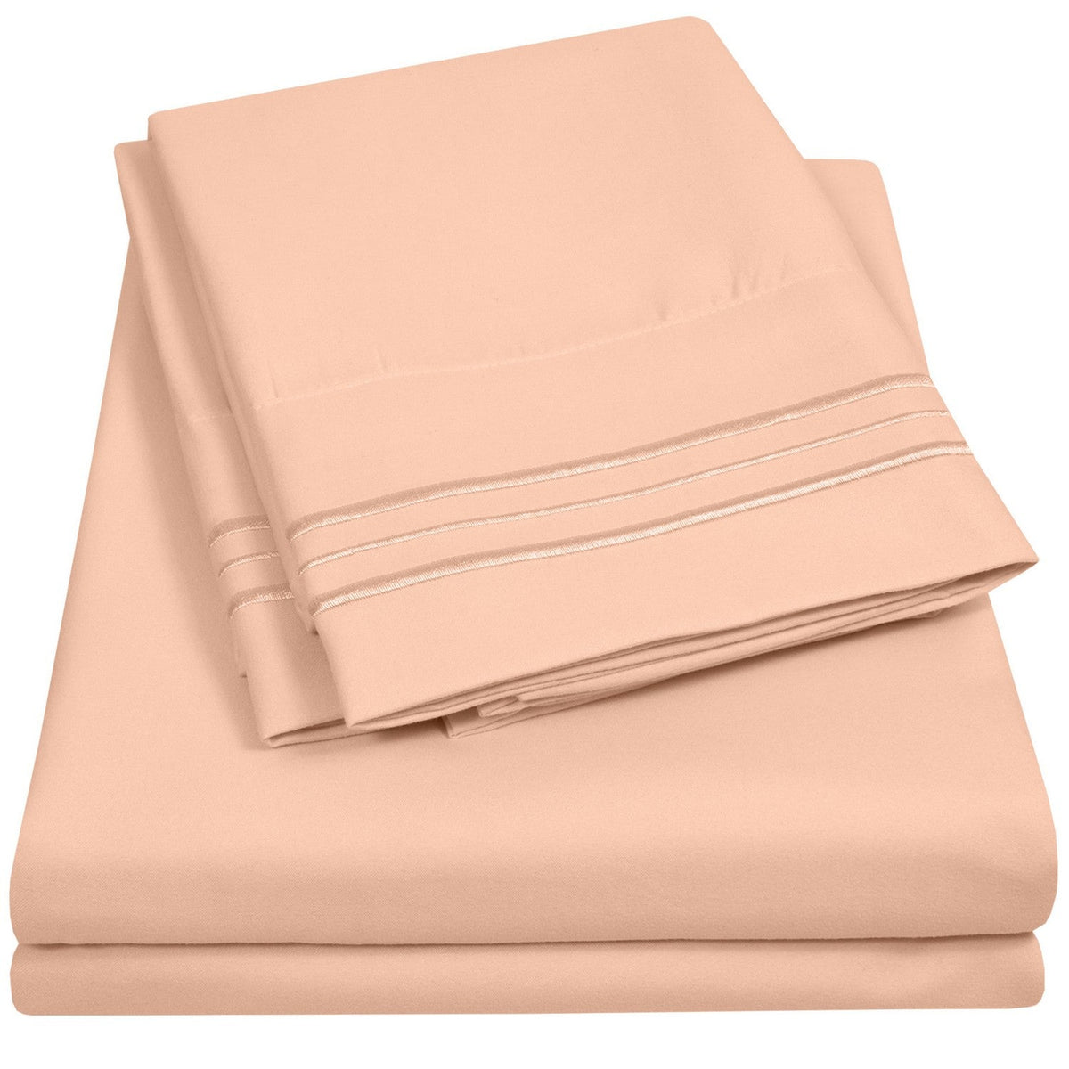 Classic 4-Piece Bed Sheet Set (Peach) - Folded