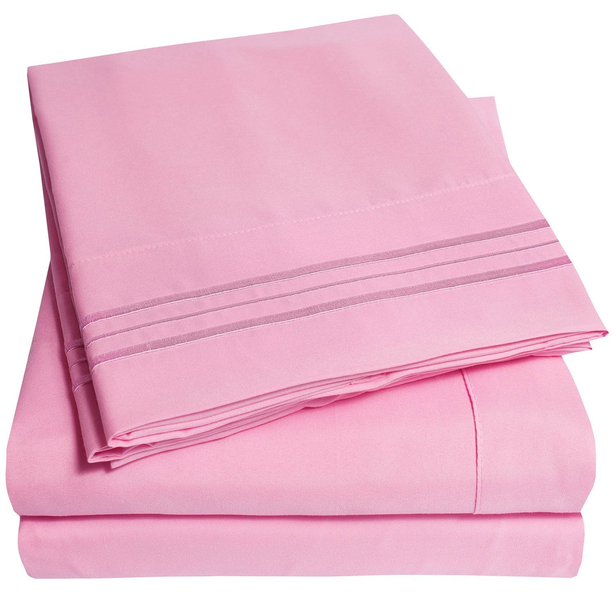 Classic 4-Piece Bed Sheet Set (Pink) - Folded