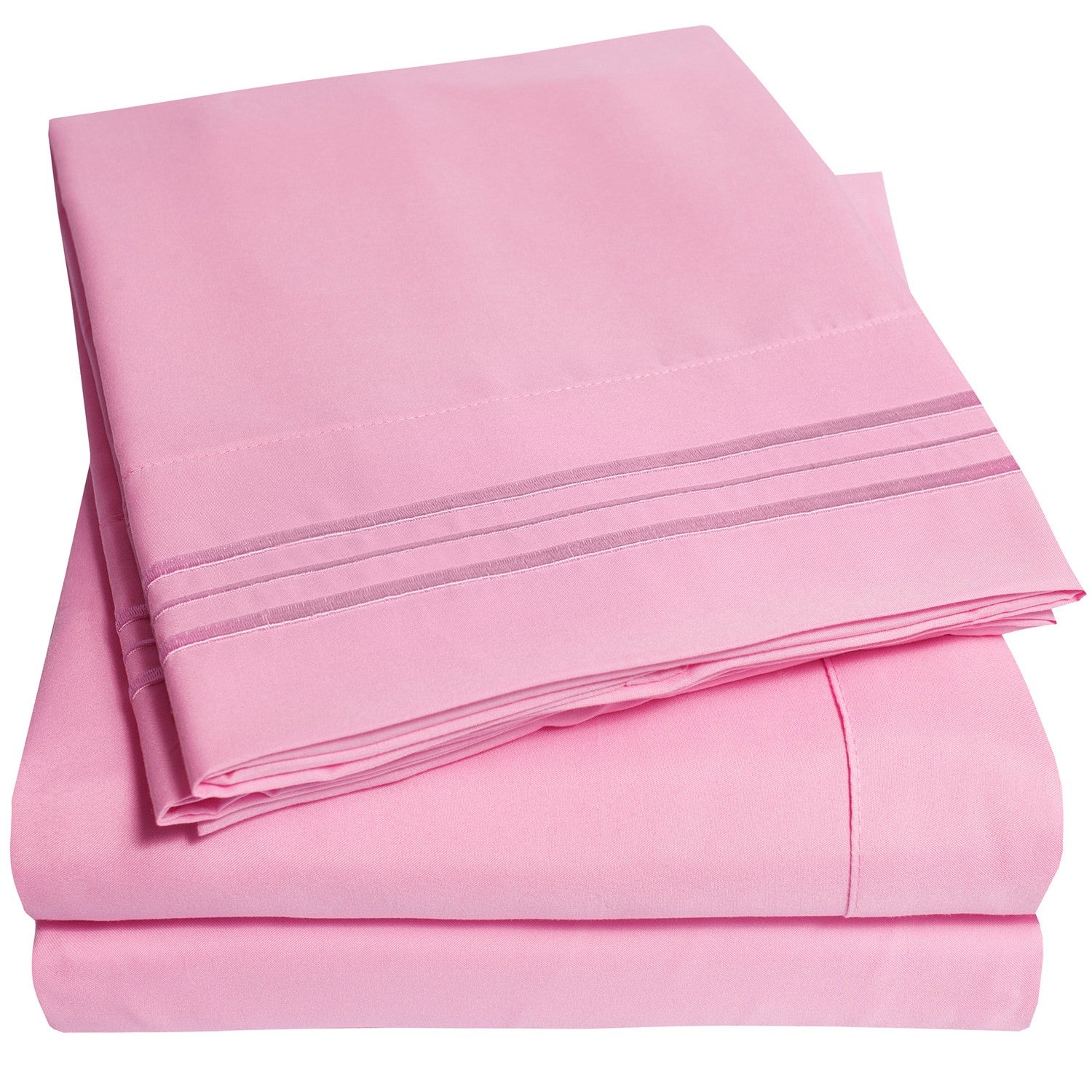Classic 4-Piece Bed Sheet Set (Pink) - Folded