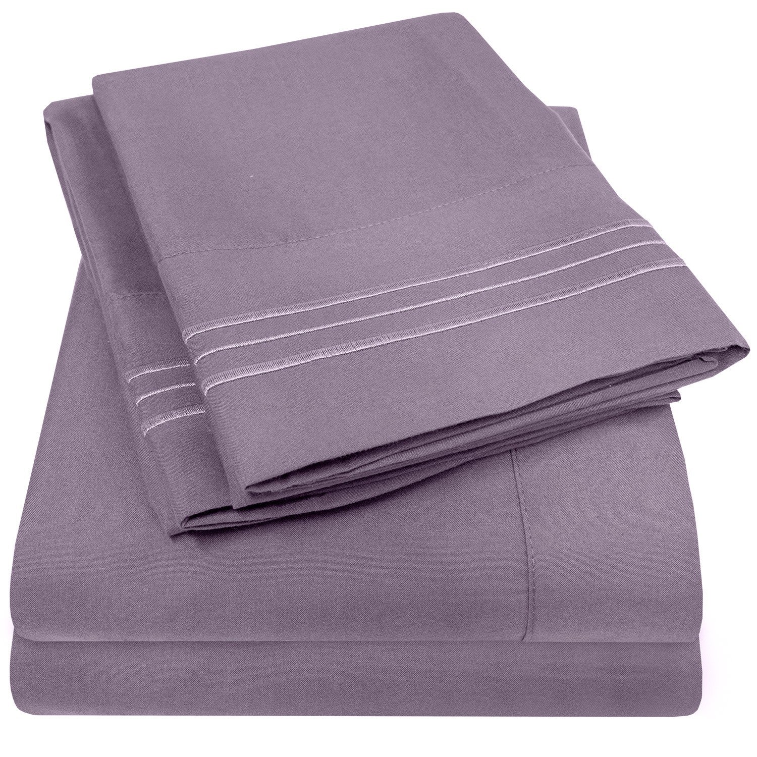 Classic 4-Piece Bed Sheet Set (Plum) - Folded