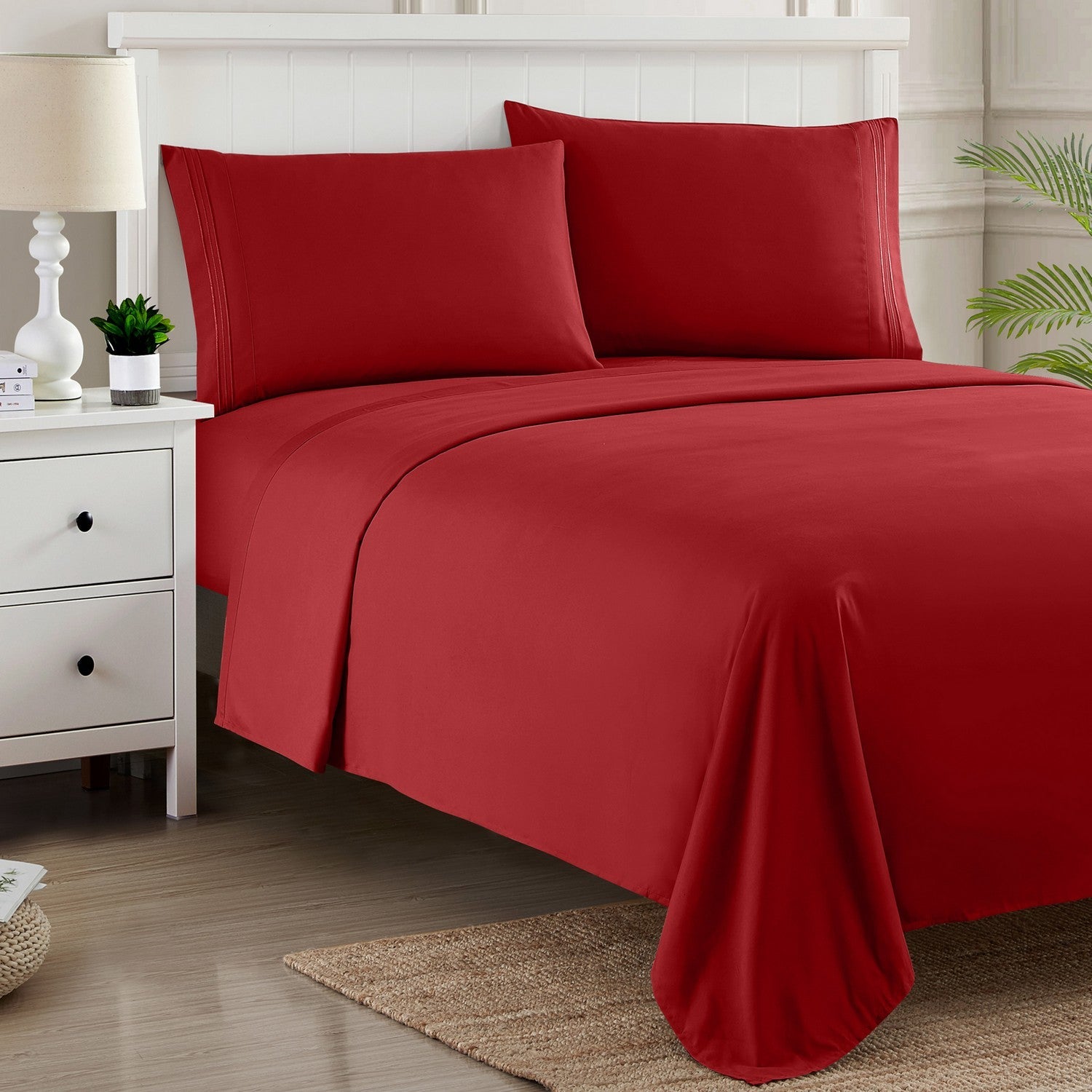 Classic 4-Piece Bed Sheet Set (Red) - Bed 2