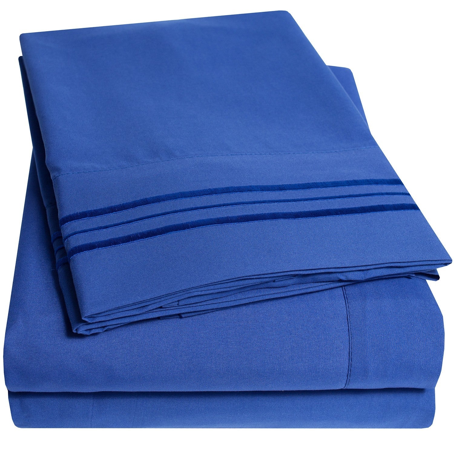 Classic 4-Piece Bed Sheet Set (Royal Blue) - Folded