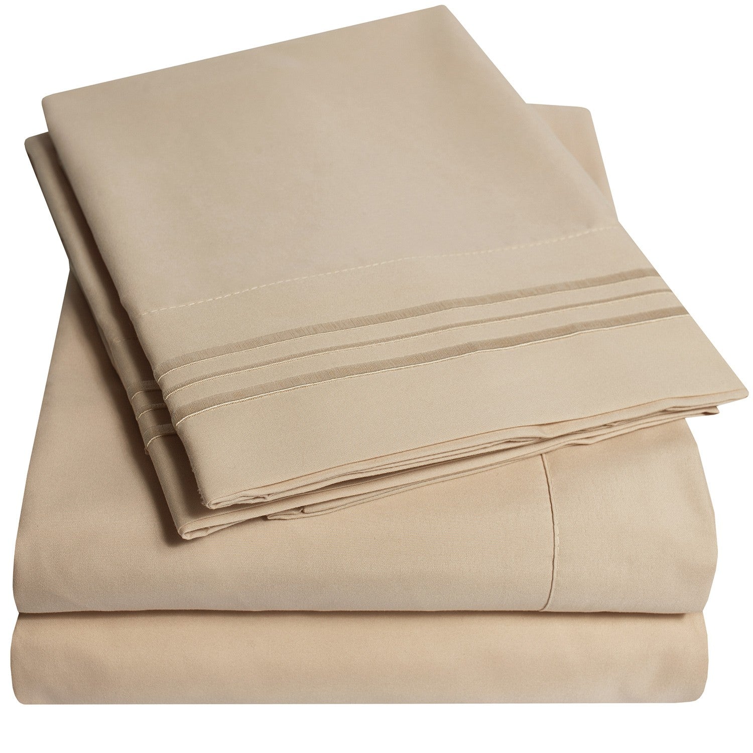 Classic 4-Piece Bed Sheet Set (Taupe) - Folded