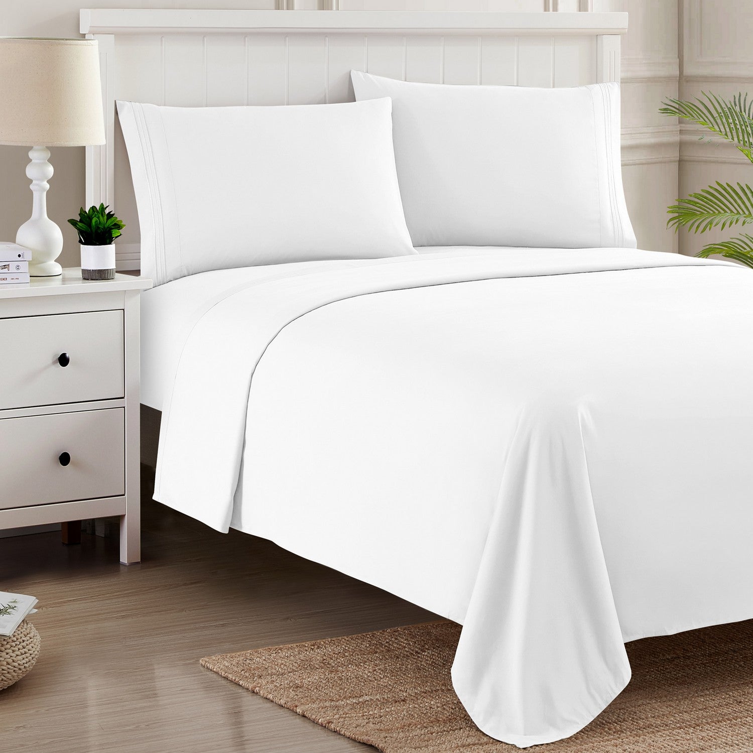 Classic 4-Piece Bed Sheet Set (White) - Bed 2
