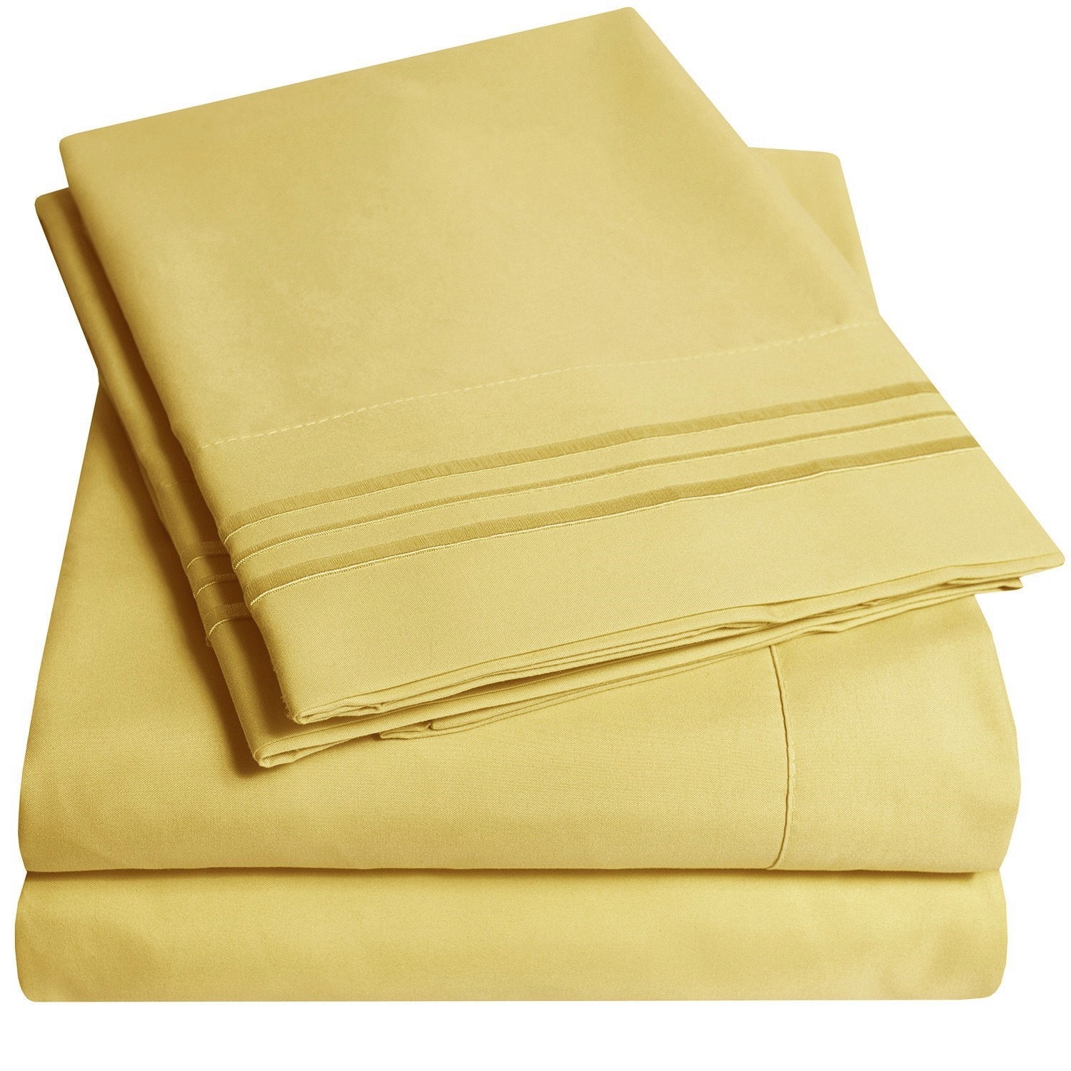 Classic 4-Piece Bed Sheet Set (Yellow) - Folded