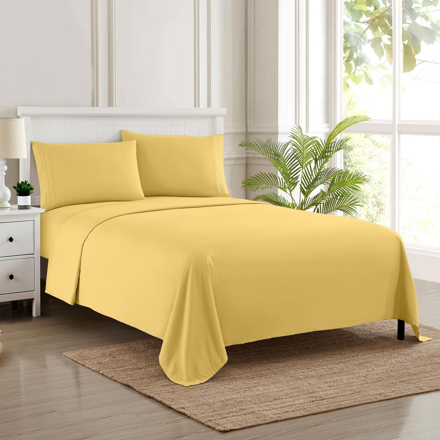 Classic 4-Piece Bed Sheet Set (Yellow) - Bed