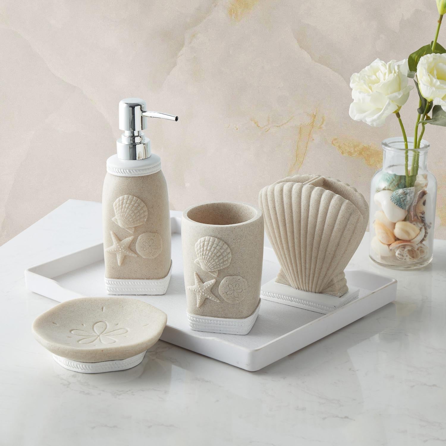 Seashell Bathroom Set Polished Mother Of Pearl Shells Bathroom