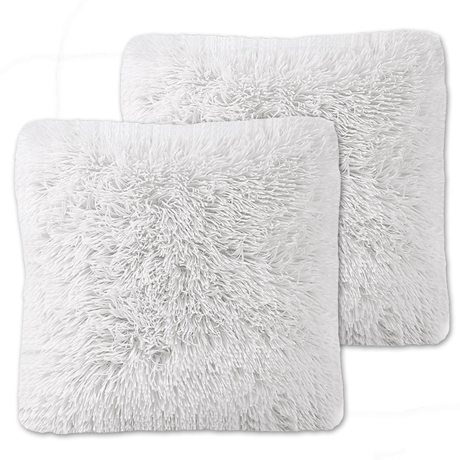 Decorative Plush Throw Pillows White - Top