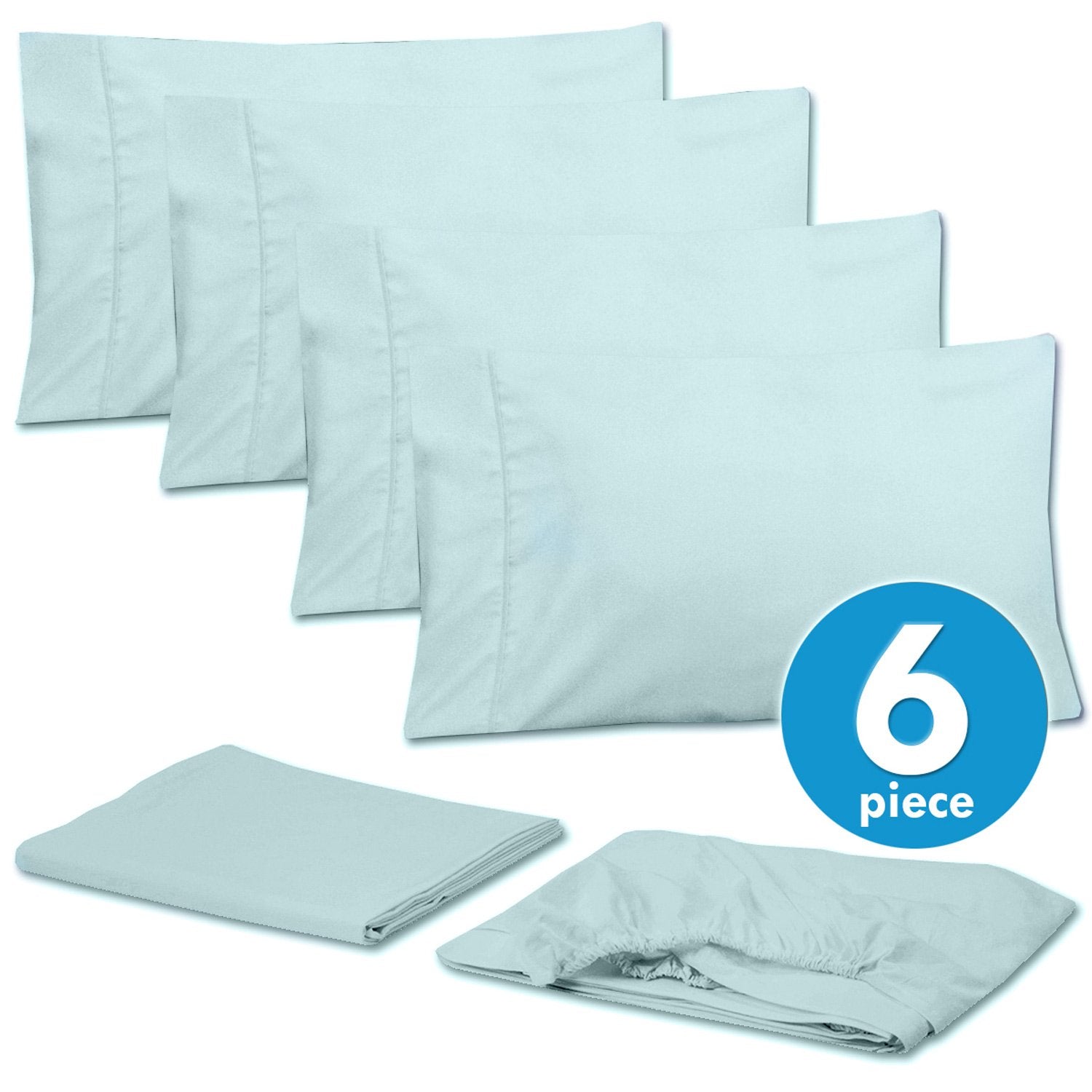 Deluxe 6-Piece Bed Sheet Set (Aqua) - Set
