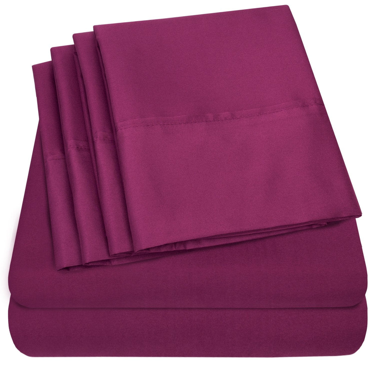 Deluxe 6-Piece Bed Sheet Set (Berry) - Folded