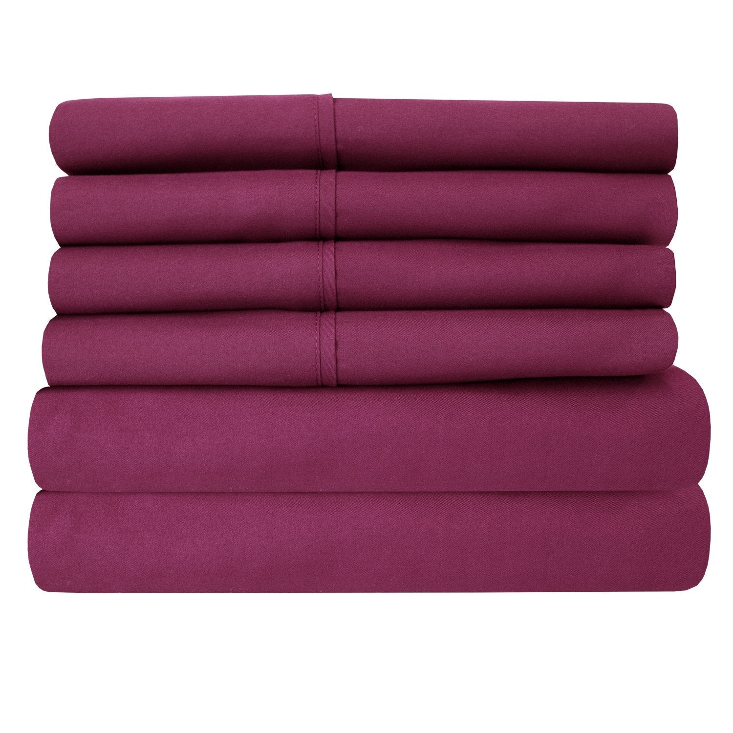 Deluxe 6-Piece Bed Sheet Set (Berry) - Folded 2