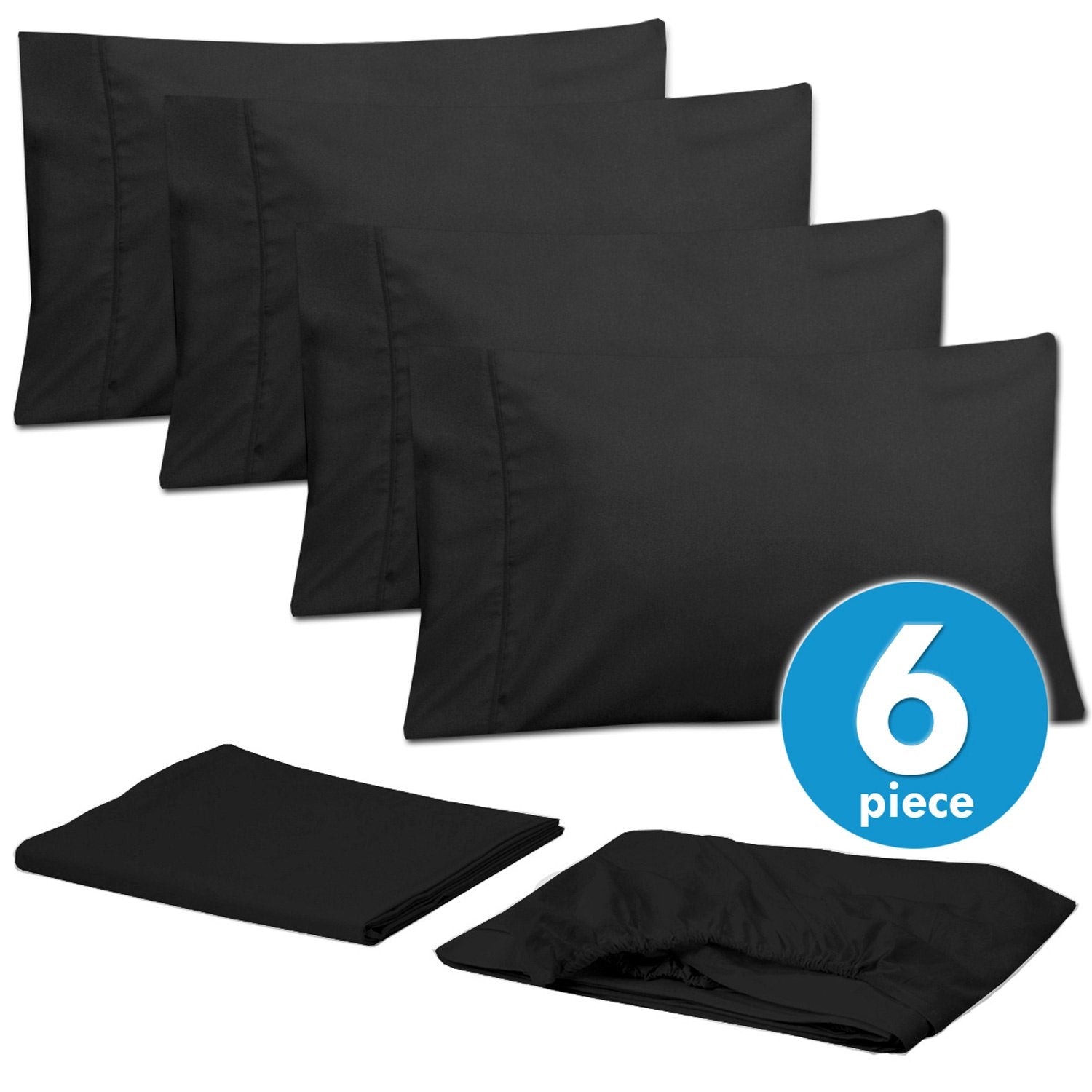 Deluxe 6-Piece Bed Sheet Set (Black) - Set
