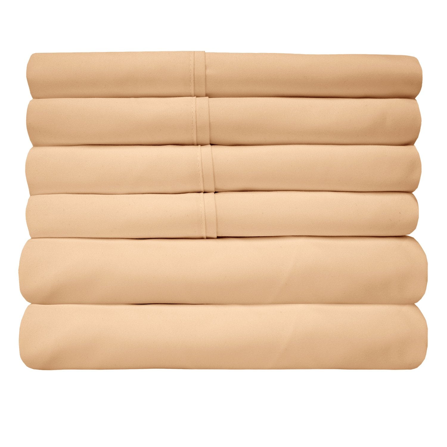 Deluxe 6-Piece Bed Sheet Set (Camel) - Folded 2