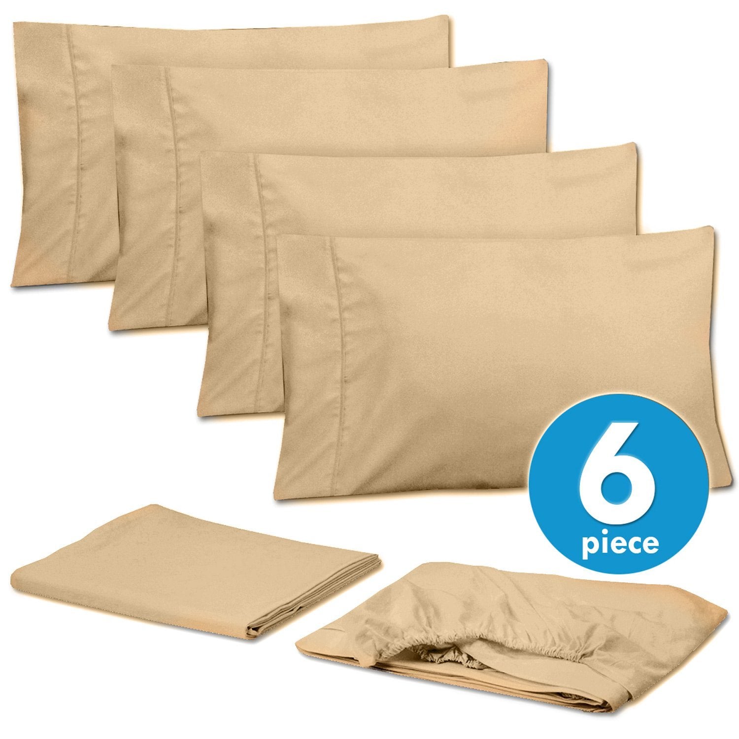 Deluxe 6-Piece Bed Sheet Set (Camel) - Set